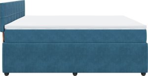 vidaXL vidaXL Łóżko kontynentalne z materacem, niebieskie, aksamit, 200x200cm 9