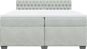 vidaXL vidaXL Łóżko kontynentalne z materacem, jasnoszare, aksamit, 200x200cm 6