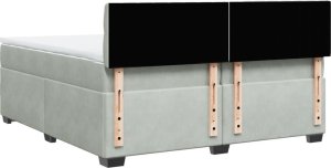 vidaXL vidaXL Łóżko kontynentalne z materacem, jasnoszare, aksamit, 200x200cm 8