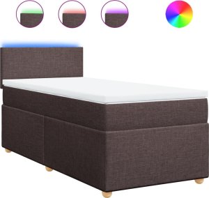 vidaXL vidaXL Łóżko kontynentalne z materacem, brązowe, tkanina, 100x200 cm 2