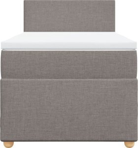 vidaXL vidaXL Łóżko kontynentalne z materacem, taupe, tkanina, 100x200 cm 6