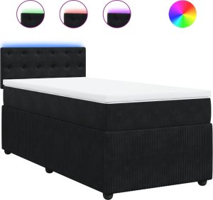 vidaXL vidaXL Łóżko kontynentalne z materacem, czarne, aksamit 80x200 cm 2