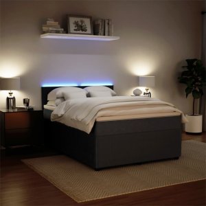 vidaXL vidaXL Łóżko kontynentalne z materacem, ciemnoszare, 140x200cm aksamit 4