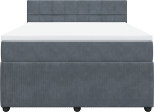 vidaXL vidaXL Łóżko kontynentalne z materacem, ciemnoszare, 140x200cm aksamit 6