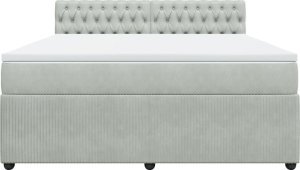 vidaXL vidaXL Łóżko kontynentalne z materacem, jasnoszare, 180x200cm, aksamit 5