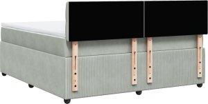 vidaXL vidaXL Łóżko kontynentalne z materacem, jasnoszare, 180x200cm, aksamit 7