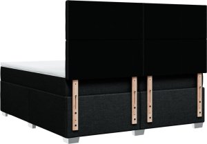 vidaXL Łóżko kontynentalne z materacem, czarne, tkanina, 200x200 cm 10