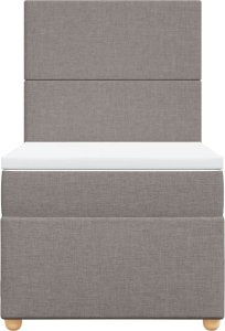 vidaXL vidaXL Łóżko kontynentalne z materacem, taupe, tkanina, 100x200 cm 4