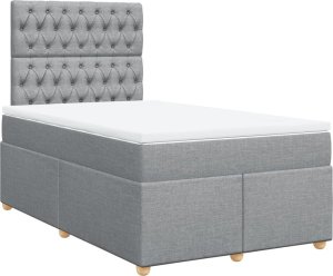 vidaXL Łóżko kontynentalne z materacem, jasnoszare, tkanina 120x200 cm 2