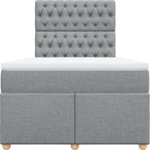 vidaXL Łóżko kontynentalne z materacem, jasnoszare, tkanina 120x200 cm 4