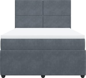 vidaXL Łóżko kontynentalne z materacem, ciemnoszare, 140x200cm aksamit 4