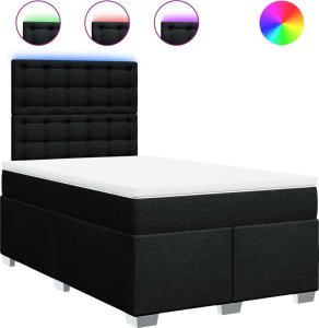 vidaXL vidaXL Łóżko kontynentalne z materacem, czarne, 120x190 cm, tkanina 2