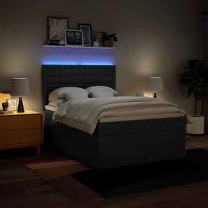 vidaXL vidaXL Łóżko kontynentalne z materacem, niebieskie, tkanina 140x200 cm 5