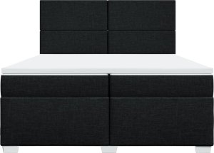 vidaXL vidaXL Łóżko kontynentalne z materacem, czarne, tkanina, 200x200 cm 6