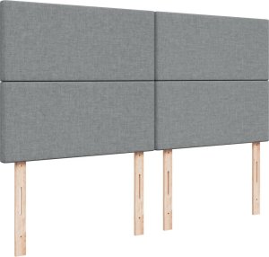 vidaXL vidaXL Łóżko kontynentalne z materacem, jasnoszare, tkanina 200x200 cm 7