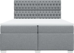 vidaXL vidaXL Łóżko kontynentalne z materacem, jasnoszare, tkanina 200x200 cm 6