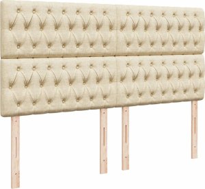 vidaXL vidaXL Łóżko kontynentalne z materacem, kremowe, tkanina, 200x200 cm 7