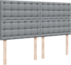 vidaXL vidaXL Łóżko kontynentalne z materacem, jasnoszare, tkanina 200x200 cm 7