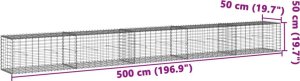 vidaXL vidaXL Kosz gabionowy z pokrywą, 500x50x50 cm, galwanizowane żelazo 7