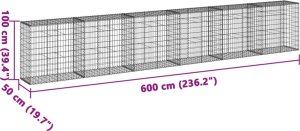 vidaXL vidaXL Kosz gabionowy z pokrywą, 600x50x100 cm, galwanizowane żelazo 7