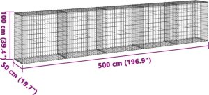 vidaXL Kosz gabionowy z pokrywą, 500x50x100 cm, galwanizowane żelazo 7