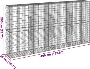 vidaXL vidaXL Kosz gabionowy z pokrywą, 400x50x200 cm, galwanizowane żelazo 7
