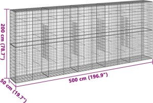 vidaXL vidaXL Kosz gabionowy z pokrywą, 500x50x200 cm, galwanizowane żelazo 7