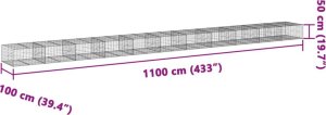 vidaXL vidaXL Kosz gabionowy z pokrywą, 1100x100x50 cm, galwanizowane żelazo 7