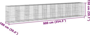 vidaXL Kosz gabionowy z pokrywą, 900x100x150 cm, galwanizowane żelazo 7
