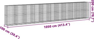 vidaXL vidaXL Kosz gabionowy z pokrywą, 1050x100x200 cm, galwanizowane żelazo 7