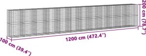 vidaXL vidaXL Kosz gabionowy z pokrywą, 1200x100x200 cm, galwanizowane żelazo 7