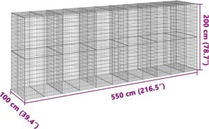 vidaXL vidaXL Kosz gabionowy z pokrywą, 550x100x200 cm, galwanizowane żelazo 7