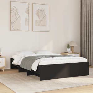 vidaXL vidaXL Rama łóżka, czarna, 135x190 cm, materiał drewnopochodny 3