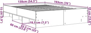 vidaXL vidaXL Rama łóżka, czarna, 135x190 cm, materiał drewnopochodny 10