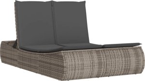 vidaXL vidaXL Podwójna leżanka z poduszkami, szara, polirattan 2