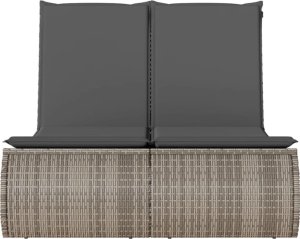 vidaXL vidaXL Podwójna leżanka z poduszkami, szara, polirattan 4