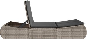 vidaXL vidaXL Podwójna leżanka z poduszkami, szara, polirattan 5