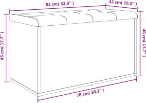 vidaXL vidaXL Ławka ze schowkiem, biała, 82x42x45 cm, materiał drewnopochodny 9
