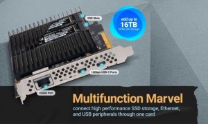 Sonnet McFiver PCIe Card - Multifunction Adapter Card with Dual M.2 NVMe SSD Slots, 10Gb�Ethernet and Two 10Gbps USB-C�Ports 1