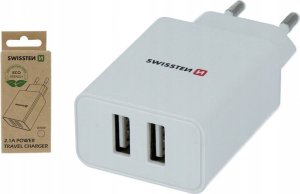 Ładowarka Swissten Travel charger smart IC 2x USB 2,1A power white 9