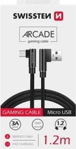 Kabel USB Swissten USB-A - microUSB 1.2 m Czarny (71527500) 1