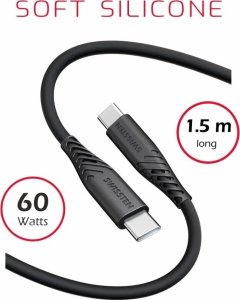 Kabel USB Swissten USB-C - USB-C 1.5 m Czarny (71532010) 2