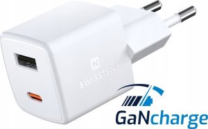 Ładowarka Swissten Mini Gan Travel Charger 1x USB-C + 1xUSB 30W Power Delivery 2