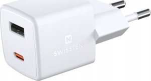 Ładowarka Swissten Mini Gan Travel Charger 1x USB-C + 1xUSB 30W Power Delivery 4