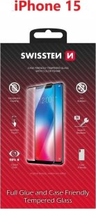 Swissten Tempered Glass with Black Edges (Frame & Case Friendly) for iPhone 15 2