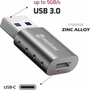 Adapter USB Swissten 55500200 USB-A - USB-C Srebrny  (55500200) 2
