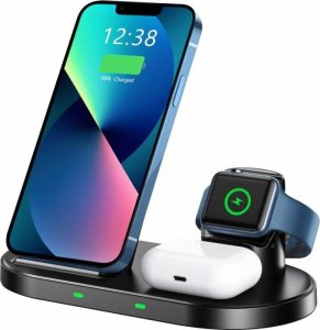 Ładowarka Swissten Wireless Charger 3 in 1 Stand Black for Apple and Samsung (watch cable not included) 1