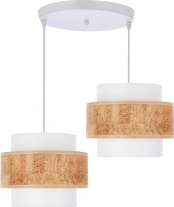 Lampa wisząca Candellux Cork lampa wisząca biały talerz 2x40w e27 abażur biały+beżowy 1