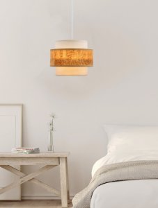 Lampa wisząca Candellux Cork lampa wisząca biały 1x40w e27 abażur biały+beżowy 1