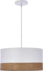 Lampa wisząca Candellux Porto Lampa Wisząca Biały 1X60W E27 Abażur Biały+Orzechowy 1